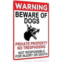 8*12inchs Beware of Dog Sign, Warning Metal Sign for Fence Outdoor Use, Private Property No Trespassing, Aluminum-UV Protected 8x12 Inches