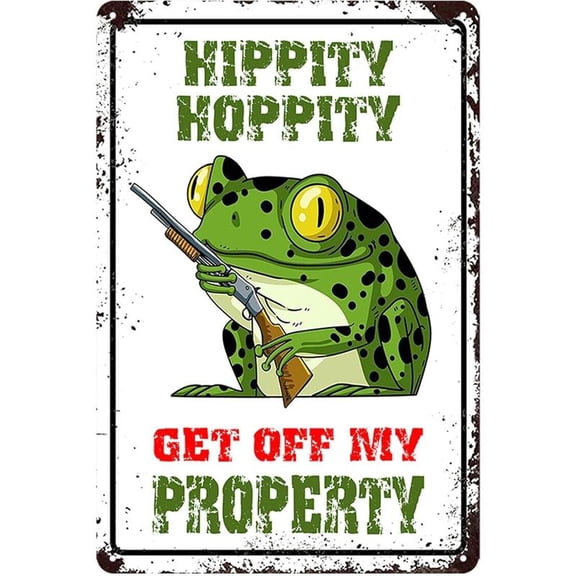 8*12inchs Green Frog Hoppity Get Of My Property Metal Tin Sign 8x12 Inch