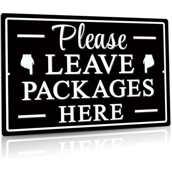 8*12inchs Please Leave Packages Here Metal Sign, Package Delivery Decor, Indoor/Outdoor Use for Front Door, Business, 12x8 Inches