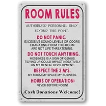 8*12inchs Room Rules Sign For Teen Girls Boy Bedroom/Gaming Room Door Decor Dorm Wall Accessories Cool Things, Funny Metal Tin Signs 12 X 8 In