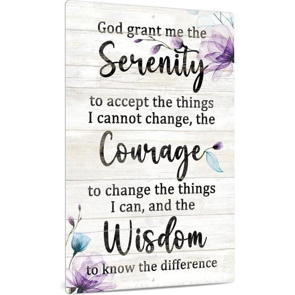 8*12inchs Serenity Prayer Sign, Inspiraional Quotes Christian Wall Art, Gift for Women, 12x8 Inches Metal Sign