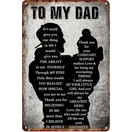 8*12inchs To My Dad Metal Tin Sign Gifts For From Daughter Best Dads Plaque 8x12 Inch