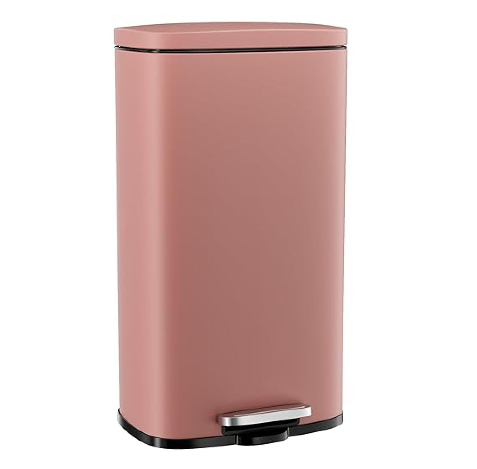 8/13.2 Gallon Step Trash Can, Stainless Steel Garbage Bin, Soft-Close Rubbish Bin with Removable Plastic Inner Bucket, Fingerprint-Proof, Lid Dustbin, Suit for Kitchen Home (Pink, 50L)