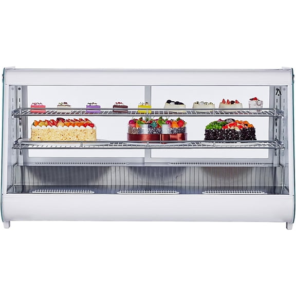 8.13 Cu.Ft Commercial Refrigerator, Glass Door Countertop Display Fridge with Adjustable Shelves, Pastry Display Case with LED Lights & Smart Temperature Control for Cafe Restaurant, White