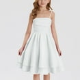 thumbnail image 1 of Favoffer 8-13Y Girls' Summer Butterfly-Trim Sleeveless Dress Solid Color Ruffled Layered Spaghetti Strap Flared Skirt, 1 of 8