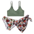 thumbnail image 1 of 8-14T Girls Swimsuits 3 Piece Bathing Suit Printed Strap Bikini Set with Cover Up Skirt Beach Swimwear, 1 of 9