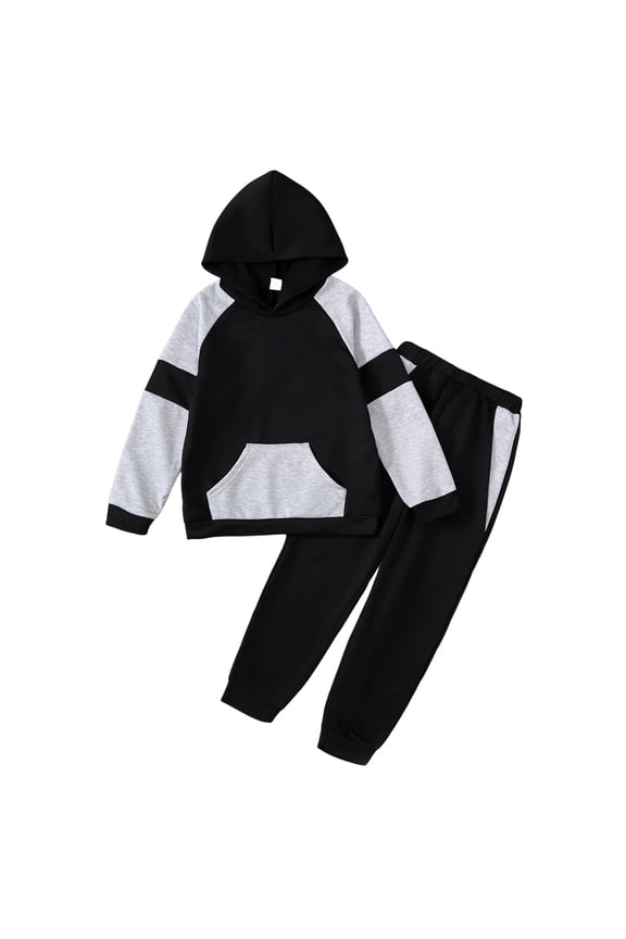 8 14Y Boys Clothes Long Sleeve Hooded Pullover Sweatshirt Pants 2pcs Fall Winter Outfit Set