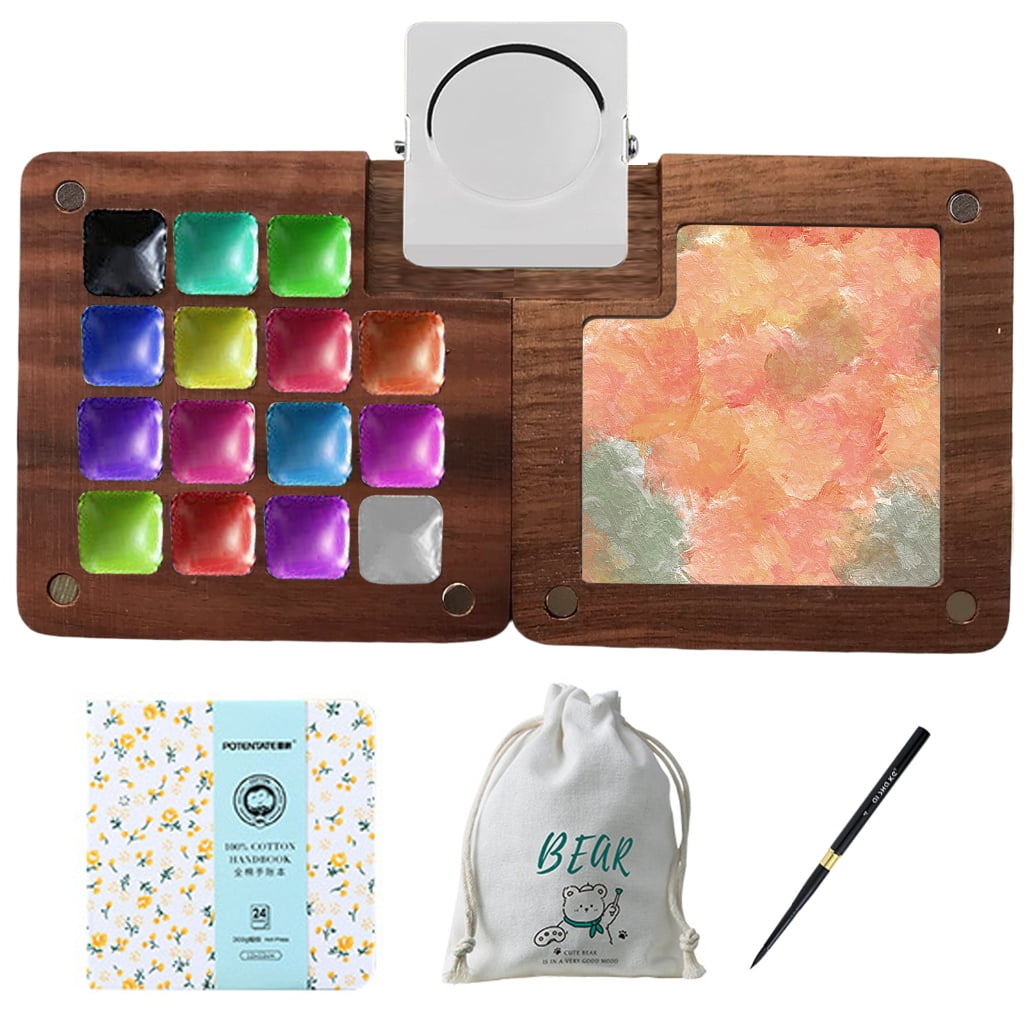 8/15 Colors Watercolor Paint Palettes Portable Sketchbook Palettes Travel Paint Tray Box for Painters Artists