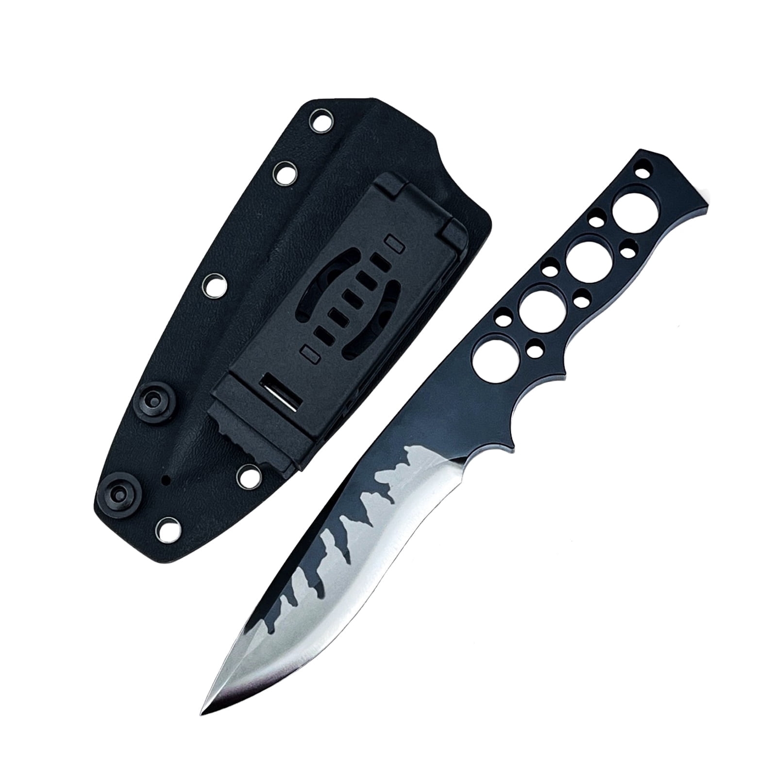 8.15'' Full Tang Fixed Blade Utility Knife, D2 Steel, with Kydex Sheath for Camping & Outdoor Tasks