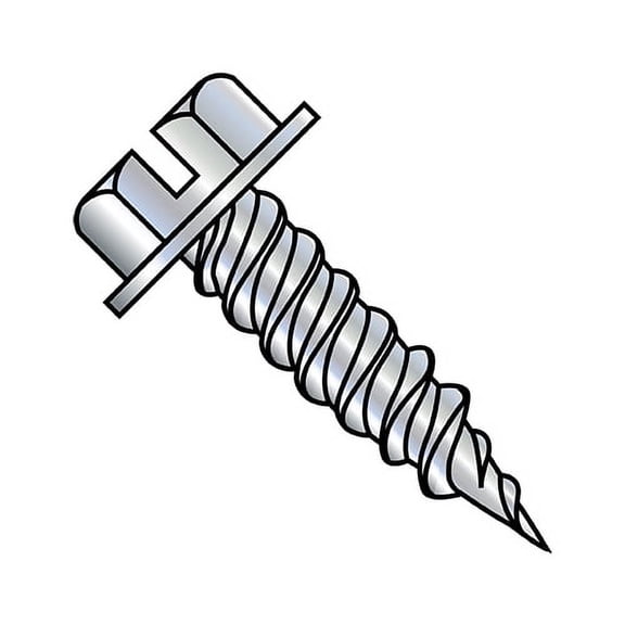 8-15X1 1/2 Slotted Hex Washer Self Piercing 5/16 Across Flats Full Thread Zinc Needle Point (Pack Qty 4,000) BC-082431PSW