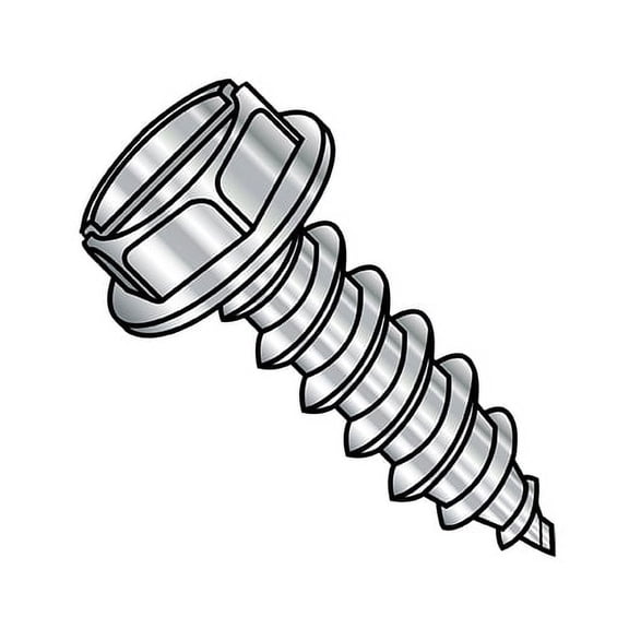 8-15X2 Slotted Indent Hex Washer Self Tapping Screw Type A Fully Threaded 18-8 Stainless (Pack Qty 2,000) BC-0832ASW188