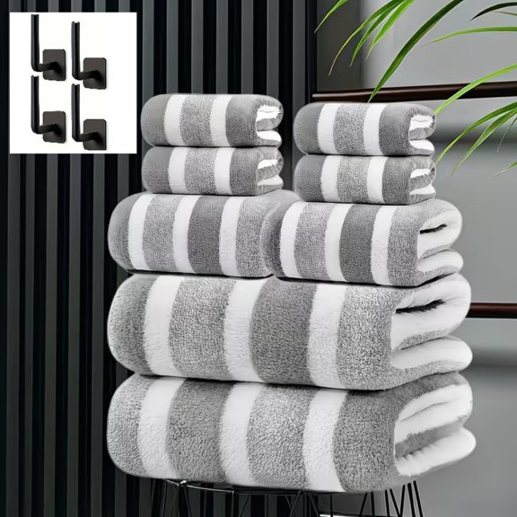 8/16/24Pcs Luxury Hotel Quality Bath Towel Set Thick Plush Terry Cloth Bathroom Linens,  Combo Containing 2 Oversized Bath Towels, 2 Standard Hand Towels & 4 Small Facial Wash Cloths