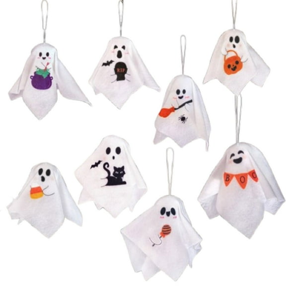 8 Pack Halloween Small Ghost Ornaments for Tree 3.54Inch White Ghosts Hanging for Front Yard Porch Patio Lawn Garden Indoor Outdoor Holiday Party Decor Halloween Decorations
