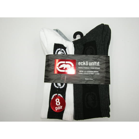 8-16 Pairs Of Ecko Men's Half Cushion Crew Athletic Socks 10-13 (Style2, 16)