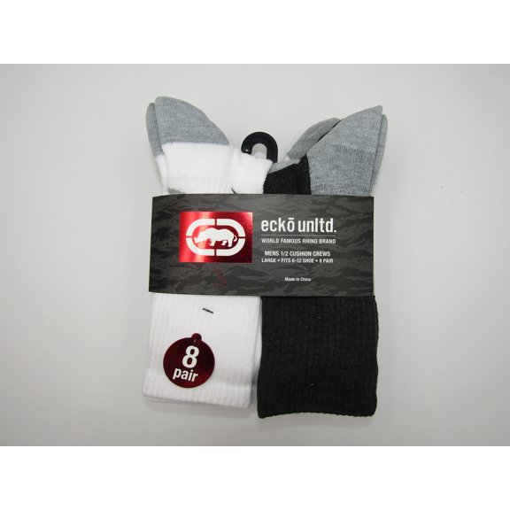 8-16 Pairs Of Ecko Men's Half Cushion Crew Athletic Socks 10-13 (Style4, 16)
