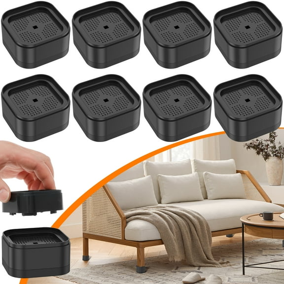 8/16 Pcs Furniture Risers with Nonslip Bottom Adjustable Table Risers Stackable Bed Lifter Versatile Bed Raising Blocks for Table Desk Couch Chair Sofa Cabinet Bed Legs Black