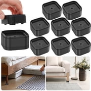 8Pcs Furniture Risers with Nonslip Bottom Adjustable Table Risers Stackable Bed Lifter Versatile Bed Raising Blocks for Table Desk Couch Chair Sofa Cabinet Bed Legs Black Plastic
