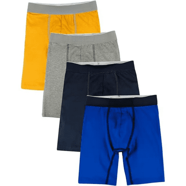 8-16 Years Big Boys 100% Cotton Long-Leg Boxer Briefs 3 Pack Wide Band Underwear Set