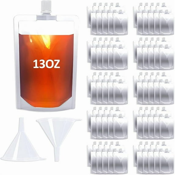 8&16OZ 8PCS Drink Bags, Reusable Spouted Pouches with Funnel for Drinking Liquid Beverage Juice,Stand Up Plastic Flasks for Travel Camping Outdoor Sport Concert Event,Leak-Proof Food Grade