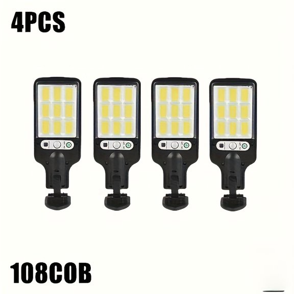 8/16Pcs Outdoor Solar Street Wall Lights, 108COB Super Bright, Motion Sensor with Remote Control, 3 Lighting Modes, IP54 Waterproof, for Garden, Patio, Path & Yard Security Lighting