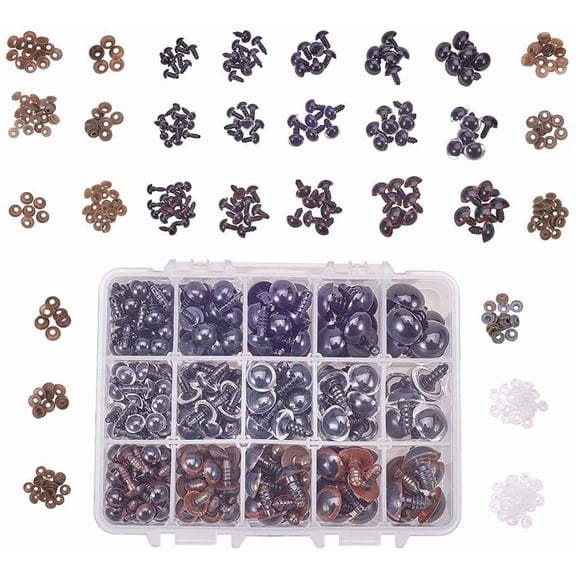 8-16mm 548pcs Plastic Safety Eyes 3 color Craft Safety Eyes with Washers for Puppet Plush Animal and Teddy Bear Craft Making