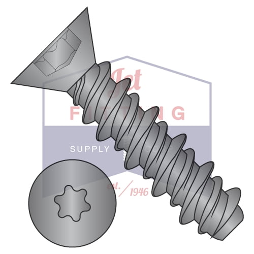 8-18 x 1/2" High Low Style Thread Forming Screws | Six-Lobe (Torx) | Flat Head | Steel | Black Zinc (Quantity: 10000)