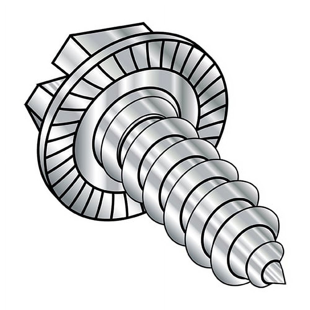 8-18X3/8 Indent Hex Washer Slotted Self Tap Screw AB Serrated Full ...