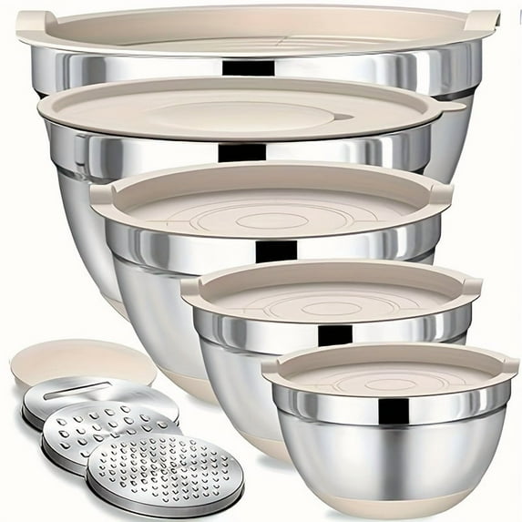 8/18pcs Stainless Steel Nested Bowls w/Sealed Lids, Anti-Slip Silicone ...