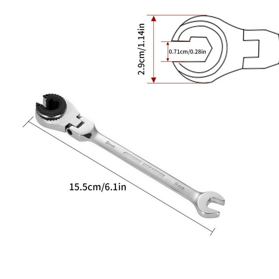 8-19Mm Open Flex-Head Ratcheting Wrench, Metric Ratcheting Spanner with 72 Teeth, Chrome Vanadium Steel Tubing Ratchet Spanner