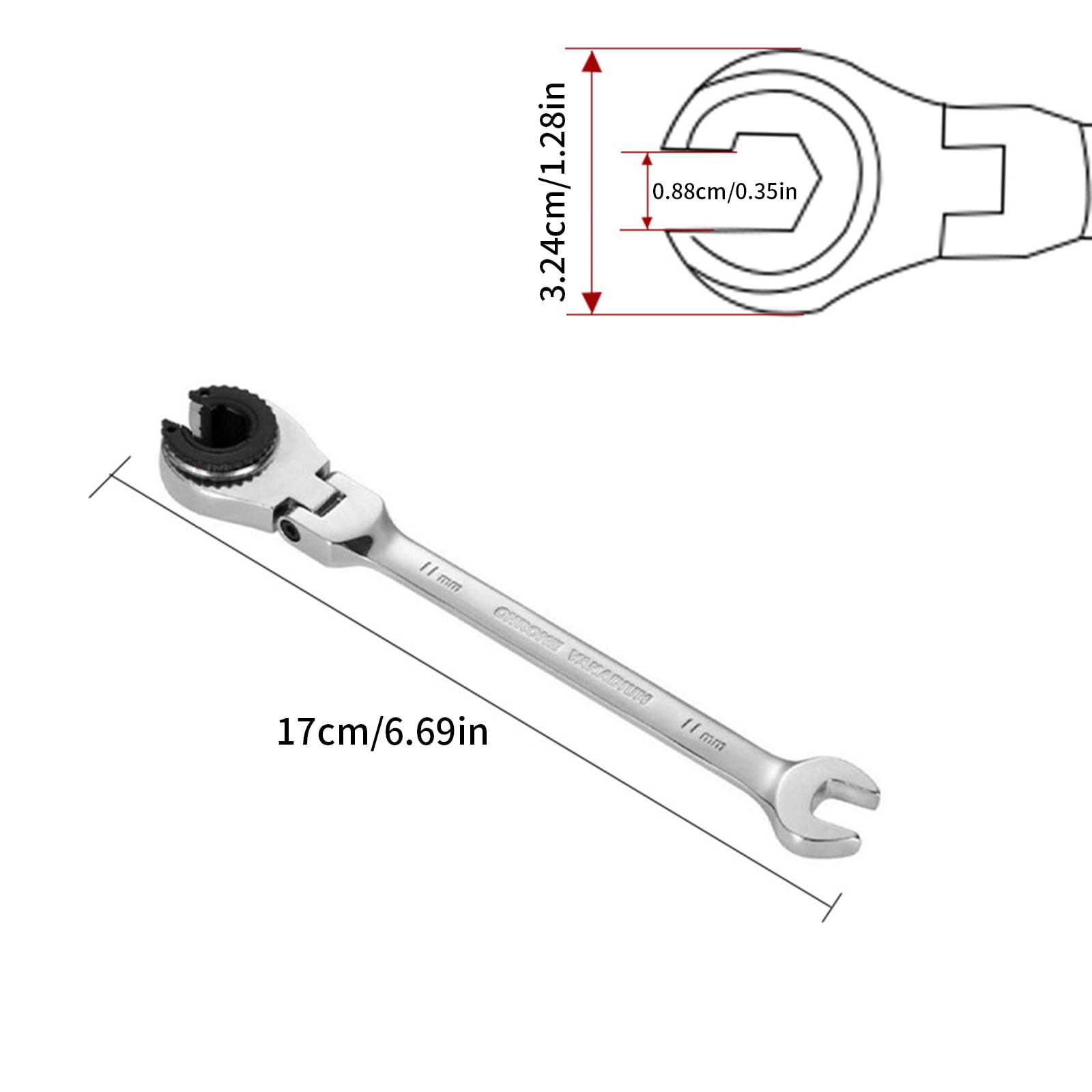 819Mm Open FlexHead Ratcheting Wrench, Metric Ratcheting Spanner with