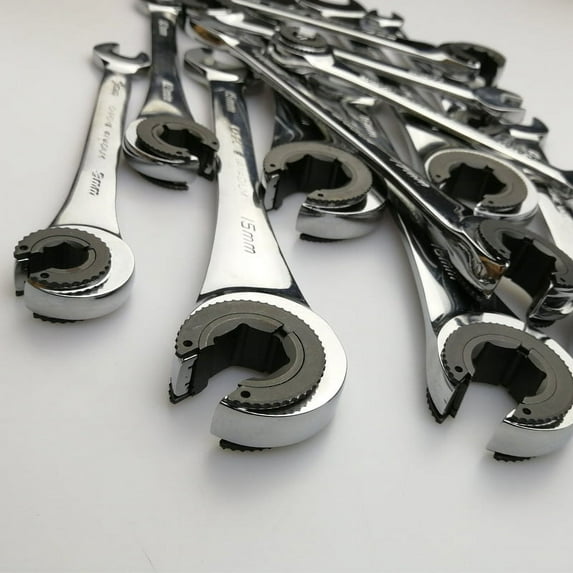 8-19mm Tubing Ratchet Wrench Tubing Ratchet Wrench Double Spanners Tools Oil Wrench Open end ratchet wrench (KKJLBS,19mm)