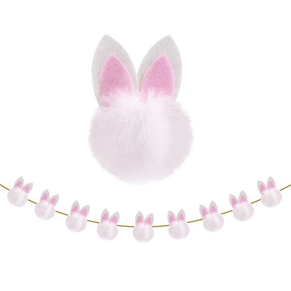 8.1ft Easter Decorations Garland - Cute Pink White Bunny Garland with Soft Fabric Ears, Spring Holiday Banner for Tree, Wall, Fireplace Mantle, Home Indoor Outdoor Party Decor