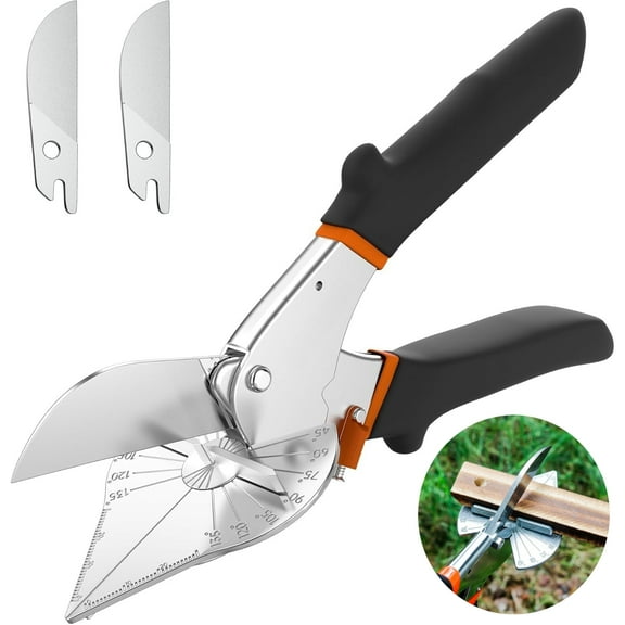 8.1inch Miter Shears with 2 Spare Blades, Multifunctional Trunking Shears for Angular Cutting of Moulding and Trim, Hand Tools