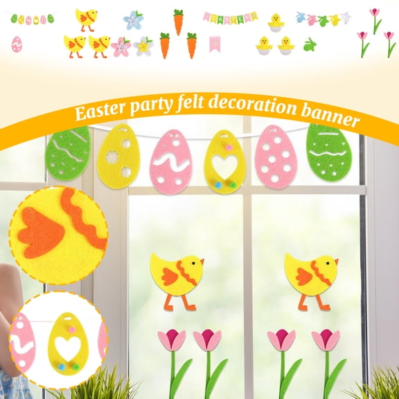 8.2 FT Easter Decorations Garland, Cute Easter Bunny Wood Bead Garland Banner for Fireplace Wall Mantle Home Indoor Outdoor Spring Decor