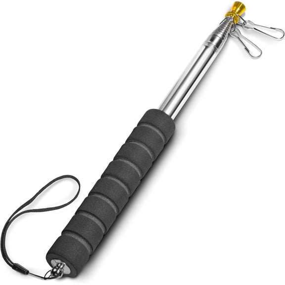 8.2 Feet Black Telescopic Handheld Flagpoles ANLEY Portable Staff with Clips - Lightweight Extendable Stainless Steel with Anti-Slip Grip - Collapsable Flag Pole for Tour Guides & Pointer for Teacher