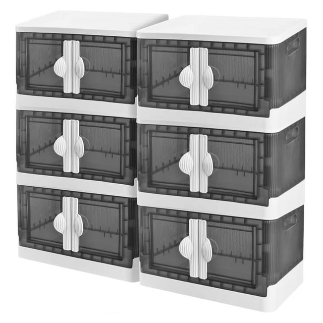 8.2 Gal Stackable Plastic Storage Bins with Lids, 6 Pack Foldable