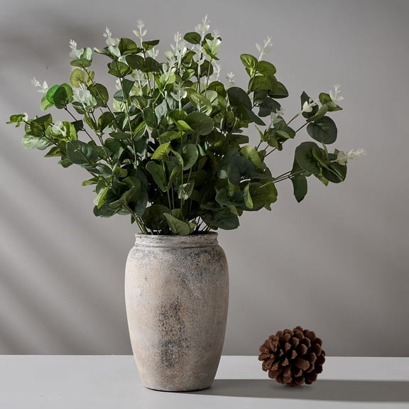 8.2 Inch Ceramic Vase, Terracotta Rustic Vase Farmhouse Decorative Vase Decor, Ceramic Vases for Home Decor, Living Room, Entryway, Floor, Holiday Wedding Christmas New Year Gifts - Gray
