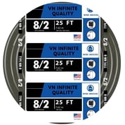 8/2 NM-B Nonmetallic with Ground Sheathed Cable Residential Indoor Wire 25 ft