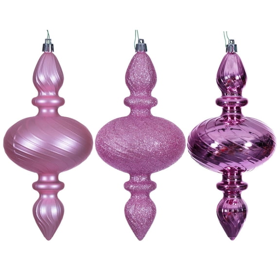8.2" Pink Swirl Finial Orn 3/Asst