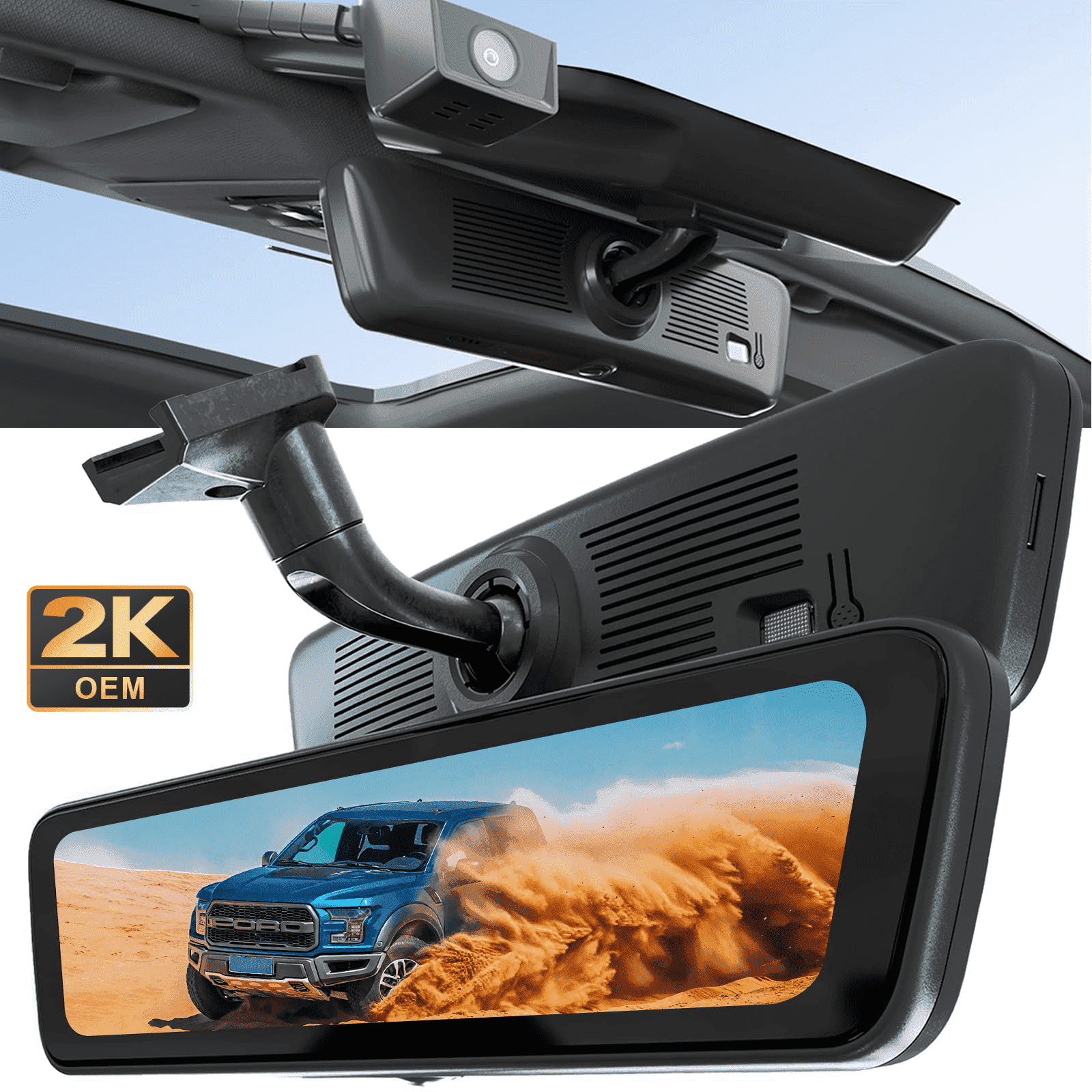 Sinjet 8.2 Inch Rear View Mirror Camera Front 2K and Rear 1080P Mirror ...