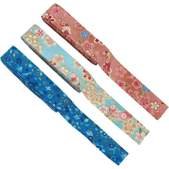 8.2 Yard 3 Colors Floral Double Fold Bias Tape 7/8 inch Floral Printed Bias Binding Ribbon Cotton Webbing Strap for DIY Crafts Sew on Binding Edge Fabric Ribbon Colorful