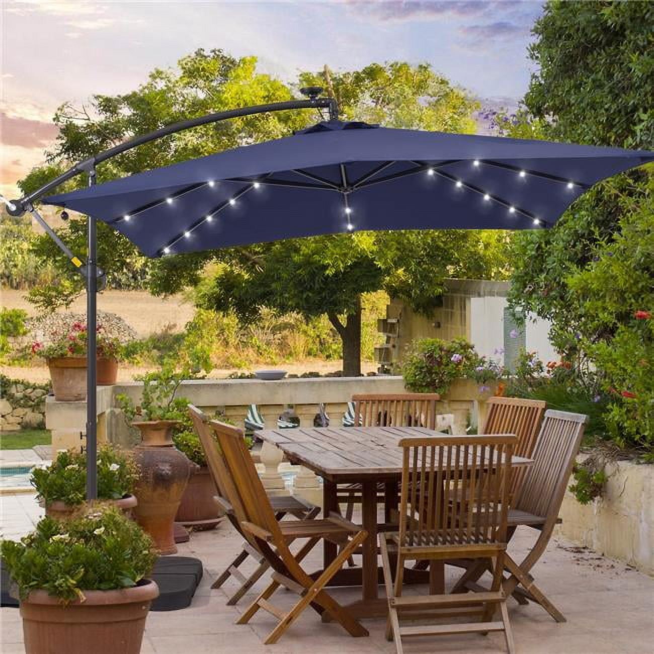 8.5 ft Navy Blue Cantilever Umbrella with Charcoal Grey Steel Pole