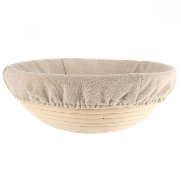 8.2 inch Round Banneton Brotform Bread Dough Proofing Rising Rattan Handmade Basket with Linen Liner Cloth - 21 x 7cm