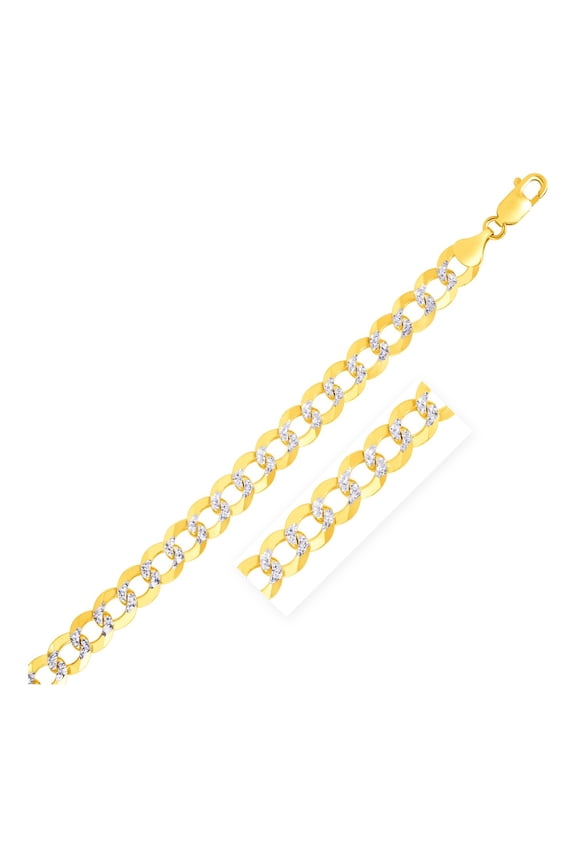 8.2 mm 14k Two Tone Gold Pave Curb Chain Size 24 inches