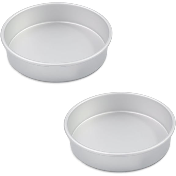 kefyixc 82 round Cake Pans Set of 2,Aluminum cake tin baing pan for birthday cake, party cake,Silver (82 round Cake Pans, Set of 2)