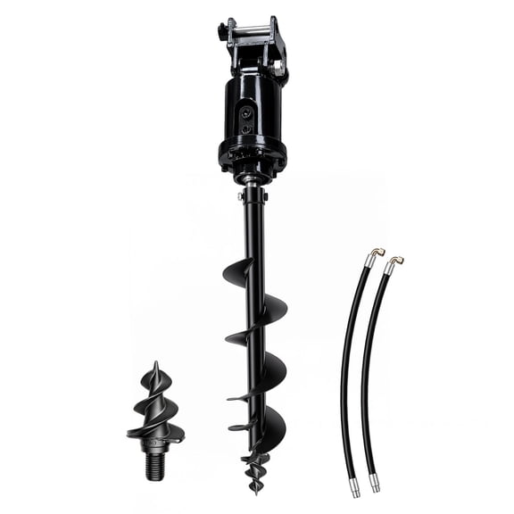 8''/200mm Hydraulic Auger Drill , Hydraulic Small Excavator Attachments with Hydraulic Pipe, Drill Bit Compatible with 0.8-2 Ton Mini Excavator for Outdoor Utility Hole Digging
