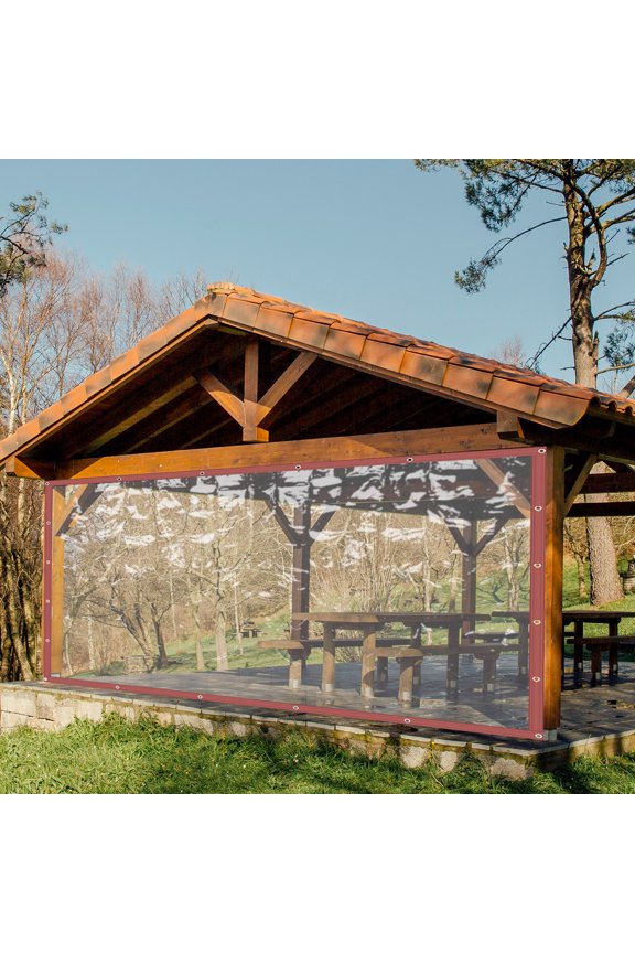 8*20FT Outdoor Clear Tarp Curtain Heavy Duty PVC Vinyl Curtain Waterproof Tarpaulin Black