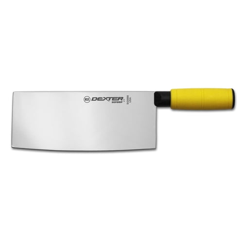 Dexter Russell SG5888Y-PCP SofGrip (24533Y) Chinese Chef's/Cook's Knife, 8" x 3-1/4", stain-free, high-carbon steel, non-slip, yellow, soft rubber grip handle, Perfect Cutlery Packaging