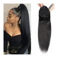 thumbnail image 1 of 8-24" Straight Drawstring Ponytail Brazilian Remy Hair Human Hair Ponytail Extensions Clip in Hair Extensions for Black Woman, 1 of 5
