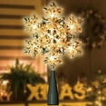 thumbnail image 1 of 8.25" 10L Lighted Gold Snowflake Tree Topper，Glittering Snowflake Christmas Tree Topper, Warm White, 1 of 6